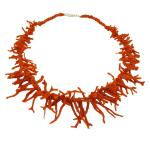 Coralli di Sardegna Necklace Sardinian Red Coral Stripes and Silvered Clasp, 38gr Weight