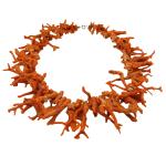 Coralli di Sardegna Collar Coral Rojo Cerdeña Franjas y Cierre Dorado, 140gr Peso