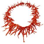 Coralli di Sardegna Collar Coral Rojo Cerdeña Franjas y Cierre Dorado, 109gr Peso