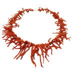 Coralli di Sardegna Collar Coral Rojo Cerdeña Franjas y Cierre Dorado, 134gr Peso