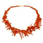 El Coral Collar Coral Rojo Cerdeña Franjas y Cierre Dorado, 30gr Peso