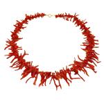 Coralli di Sardegna Necklace Sardinian Red Coral Stripes and Golden Clasp, 34gr Weight