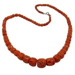 Coralli di Sardegna Necklace Sardinian Red Coral Escalated Cylinders 15-5mm, 67.5gr Weight