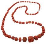 Coralli di Sardegna Necklace Sardinian Red Coral Escalated Cylinders 17-5mm, 58gr Weight