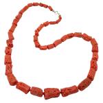 Coralli di Sardegna Collana Corallo Rosso Sardegna Cilindri  Barocco Scalare 5/12mm. Annodato Chiusura Argentata Lunghezza 60cm. Peso 43,5gr. 