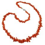 Corallo di Sardegna Necklace Sardinian Red Coral Tubes and Silvered Clasp, 50cm Length and 18gr Weight
