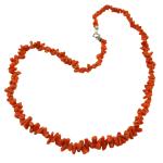 Coralli di Sardegna Necklace Sardinian Red Coral Tubes and Silvered Clasp, 50cm Length and 19.5gr Weight