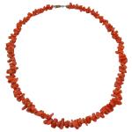 Coralli di Sardegna Necklace Sardinian Red Coral Tubes and Golden Clasp, 45cm Length and 22gr Weight