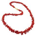 Coralli di Sardegna Necklace Sardinian Red Coral Tubes and Golden Clasp, 47cm Length and 24gr Weight