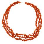 Coralli di Sardegna Collana Corallo Rosso Sardegna Chips 5mm 3 Fili Chiusura Argentata 46cm 25,3gr