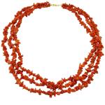 Coralli di Sardegna Collana Corallo Rosso Sardegna Chips 5mm 3 Fili Chiusura Dorata 46cm 29gr