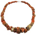 Coralli di Sardegna Necklace Sardinian Rustic Coral Cylinders 21-6mm, 70.5gr Weight