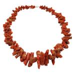 Coralli di Sardegna Necklace Sardinia Rustic Coral Tubes and Silvered Clasp, 65gr Weight
