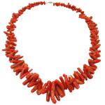 Coralli di Sardegna Collar Coral Rústico Cerdeña Tubos y Cierre Plateado, 84.5gr Peso