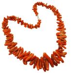 Coralli di Sardegna Necklace Sardinia Rustic Coral Tubes and Silvered Clasp, 96.5gr Weight