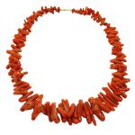 Coralli di Sardegna Necklace Sardinia Rustic Coral Tubes and Golden Clasp, 97.5gr Weight