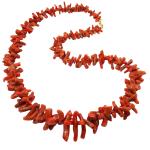 Coralli di Sardegna Necklace Sardinia Rustic Coral Tubes and Golden Clasp, 84gr Weight