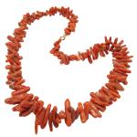 Coralli di Sardegna Necklace Sardinia Rustic Coral Tubes and Golden Clasp, 94.5gr Weight