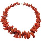 Coralli di Sardegna Necklace Sardinia Rustic Coral Tubes and Golden Clasp, 112gr Weight