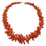Coralli di Sardegna Necklace Sardinia Rustic Coral Tubes and Golden Clasp, 88.5gr Weight