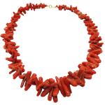 Coralli di Sardegna Collar Coral Rústico Cerdeña Tubos y Cierre Dorado, 107gr Peso