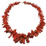 Coralli di Sardegna Necklace Sardinia Rustic Coral Tubes and Golden Clasp, 128.5gr Weight