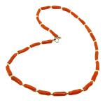 Coralli di Sardegna Necklace Sardinian Coral Tubes 4mm and Silvered Balls, 12gr Weight
