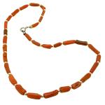 Coralli di Sardegna Necklace Sardinian Coral Tubes 5.5mm and Silvered Balls, 14.5gr Weight