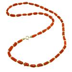 Coralli di Sardegna Necklace Sardinian Coral Tubes 3.5mm and Silvered Balls, 9.5gr Weight