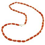 Coralli di Sardegna Necklace Sardinian Coral Tubes 3.5mm and Silvered Balls, 10gr Weight