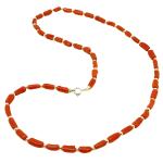 Coralli di Sardegna Collana Corallo Sardegna Tubetti Barocco 3,5mm. Con Pallini e Chiusura Argentati Lunghezza 46cm. Peso 10,2gr. 