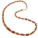 Coralli di Sardegna Necklace Sardinian Coral Tubes 4.5mm and Silvered Balls, 15gr Weight