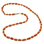 Coralli di Sardegna Necklace Sardinian Coral Tubes 4mm and Silvered Balls, 15gr Weight