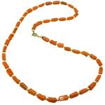 Coralli di Sardegna Necklace Sardinian Coral Tubes 5mm and Silvered Balls, 17gr Weight