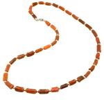 Coralli di Sardegna Necklace Sardinian Coral Tubes 5mm and Silvered Balls, 18.5gr Weight