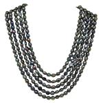 El Coral Necklace Button Black Pearls with 5 Escalated Strips