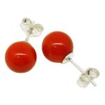 Coralli di Sardegna Coral Rojo Pendientes mm 6 Plata punto cierre pin presión