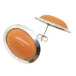 El Coral Earrings Pink Coral Cabochon 13x18 mm and Silver