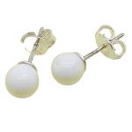 Coralli di Sardegna Earrings White Agate Balls 6mm Silver Pressure Closure