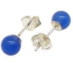 Coralli di Sardegna Earrings Blue Agate Dot 6mm Silver Pressure Closure