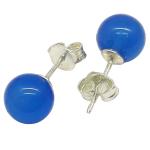 Coralli di Sardegna Earrings Blue Agate Balls 8 mm Silver Pressure Closure