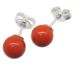 Coralli di Sardegna Orecchini Corallo Rosso Pallino mm 7 Argento chiusura perno pressione