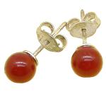 Coralli di Sardegna Carnelian Ball Earrings mm 6 Silver pin closure