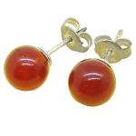 Coralli di Sardegna Carnelian Ball Earrings mm 8 Silver pin closure