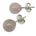 Coralli di Sardegna Rose Quartz Earrings mm 8 Silver dot pressure pin