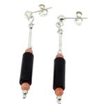 El Coral Pendientes Coral Rosa Bolas y Coral Negro Tubos