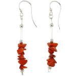 El Coral Earrings Red Coral Chips and Silvered elements 7 cm length