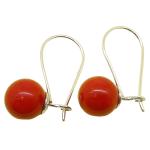 El Coral Orecchini Corallo Rosso 9mm. Montatura Argento Gancio con Sicura