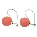 El Coral Orecchini Corallo Rosa Pallini a Mezzo ForoDA 9MM. Montatura Pendente in Argento 2cm.