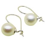 El Coral Earrings White Pearls 8mm with Silver Back, 2cm Length